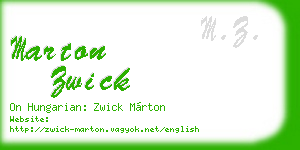 marton zwick business card