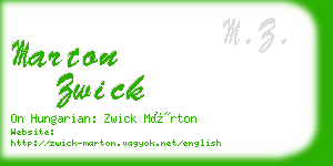 marton zwick business card